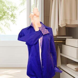 Audrey Talbott Purple Oxford Shirt • 100% Cotton • Brocade Trim • Size 6
